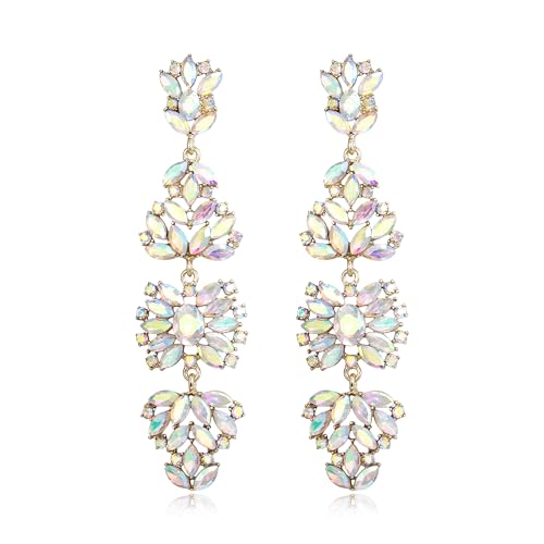 EVER FAITH Statement baumeln Ohrringe für Damen, Kostüm Hochzeit Party Schmuck Marquise Kristall Cluster Boho Kronleuchter lange Schillernd AB Gold-Ton EVER FAITH Statement baumeln Ohrringe für Damen, Kostüm Hochzeit Party Schmuck Marquise Kristall Cluster Boho Kronleuchter lange Schillernd AB Gold-Ton von EVER FAITH