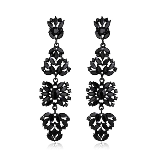 EVER FAITH Statement baumeln Ohrringe für Damen, Kostüm Hochzeit Party Schmuck Marquise Kristall Cluster Boho Kronleuchter lange Schwarz Schwarz-Ton EVER FAITH Statement baumeln Ohrringe für Damen, Kostüm Hochzeit Party Schmuck Marquise Kristall Cluster Boho Kronleuchter lange Schwarz Schwarz-Ton von EVER FAITH