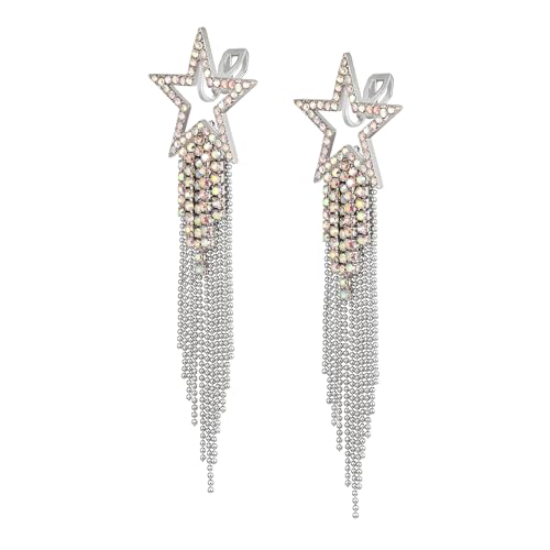 EVER FAITH Stern Quaste Clip-on Ohrringe Kristall lange Wasserfall Perlen Fransen Kronleuchter baumeln Statement Ohrclips für Damen Hochzeit Party Schmuck Schillernd AB Silber-Ton EVER FAITH Stern Quaste Clip-on Ohrringe Kristall lange Wasserfall Perlen Fransen Kronleuchter baumeln Statement Ohrclips für Damen Hochzeit Party Schmuck Schillernd AB Silber-Ton von EVER FAITH
