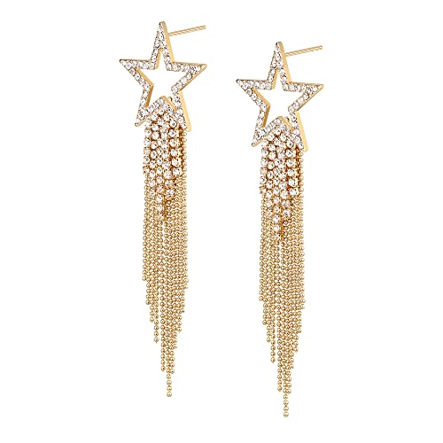 EVER FAITH Stern Quasten Ohrringe für Damen Mädchen Tassel Dangle Strass Kristall lange Wasserfall Perlen Fransen Kronleuchter Tropfen Statement Hochzeit Schmuck Klar Gold-Ton EVER FAITH Stern Quasten Ohrringe für Damen Mädchen Tassel Dangle Strass Kristall lange Wasserfall Perlen Fransen Kronleuchter Tropfen Statement Hochzeit Schmuck Klar Gold-Ton von EVER FAITH