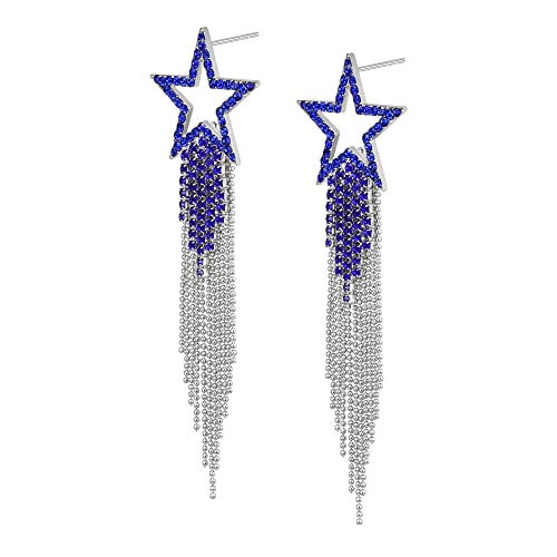 EVER FAITH Stern Quasten Ohrringe für Damen Mädchen Tassel Dangle Strass Kristall lange Wasserfall Perlen Fransen Kronleuchter Tropfen Statement Hochzeit Schmuck Marineblau Silber-Ton EVER FAITH Stern Quasten Ohrringe für Damen Mädchen Tassel Dangle Strass Kristall lange Wasserfall Perlen Fransen Kronleuchter Tropfen Statement Hochzeit Schmuck Marineblau Silber-Ton von EVER FAITH