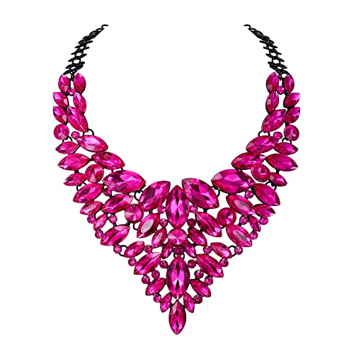 EVER FAITH Strass Halskette, Fuchsia Kristall Modeschmuck für Frauen und Mädchen von EVER FAITH