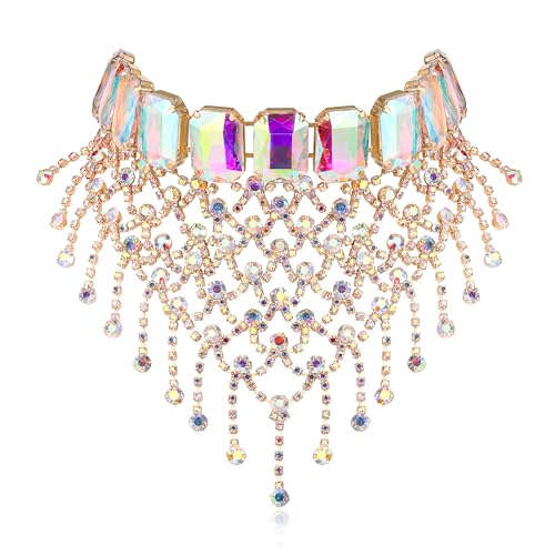 EVER FAITH Strass Halskette Glänzende Kristall Statement breite Club Party Schmuck Schillernd Gold-Ton EVER FAITH Strass Halskette Glänzende Kristall Statement breite Club Party Schmuck Schillernd Gold-Ton von EVER FAITH