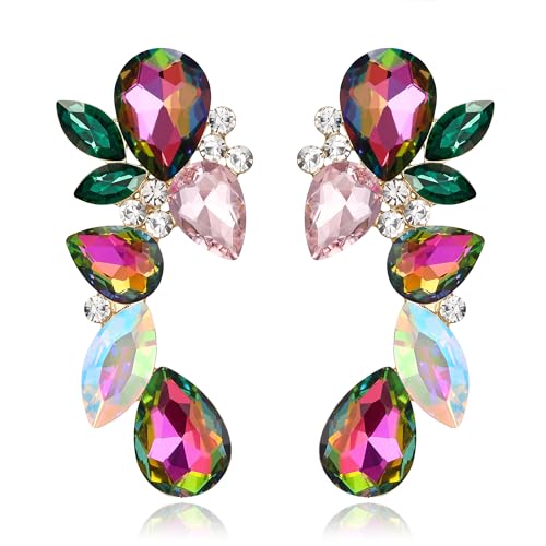 EVER FAITH Strass Kristall Art Deco Ohrringe funkelnde Prom Teardrop Marquise Kronleuchter für Damen Bunter Gold-Ton EVER FAITH Strass Kristall Art Deco Ohrringe funkelnde Prom Teardrop Marquise Kronleuchter für Damen Bunter Gold-Ton von EVER FAITH