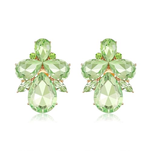 EVER FAITH Strass Kristall Art Deco Ohrstecker Bankett Prom funkelnde Tropfen Marquise Ohrringe für Damen Hellgrün Gold-Tonn&Gelb Gold-Ton von EVER FAITH