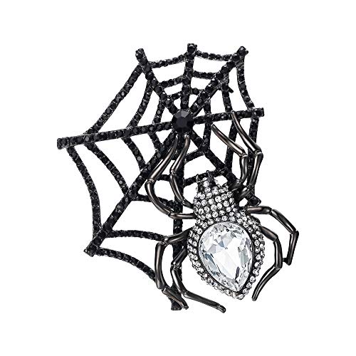 EVER FAITH Strass Kristall Halloween Gothic Style Spinnennetz Teardrop Brosche Grün Schwarz-Ton von EVER FAITH