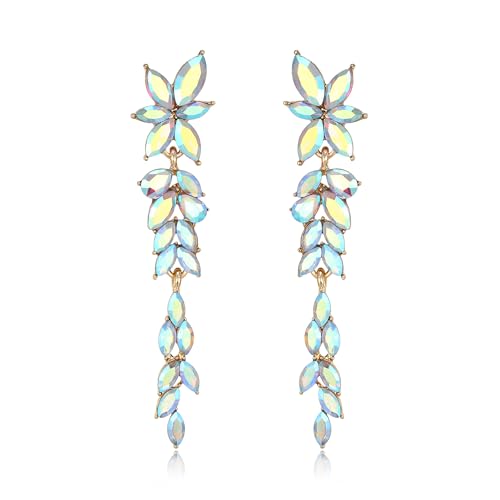 EVER FAITH Strass Marquise Kristall Ohrringe elegante Kronleuchter Blume hängen Ohrstecker für Damen Party Hochzeit Prom Schillernd AB Gold-Ton von EVER FAITH