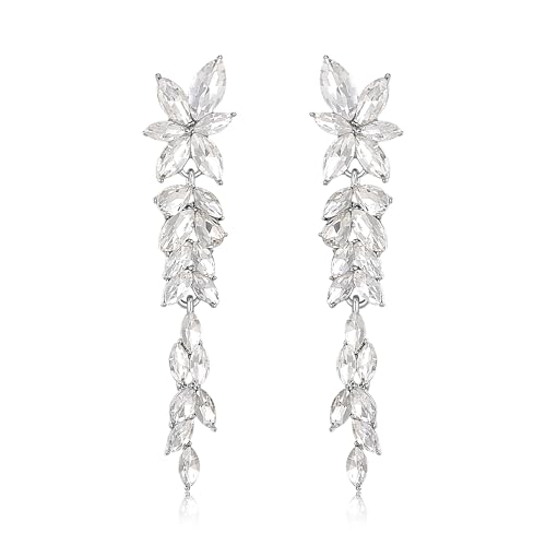 EVER FAITH Strass Marquise Kristall Ohrringe elegante Kronleuchter Blume hängen Ohrstecker für Damen Party Hochzeit Prom klar Silber-Ton von EVER FAITH