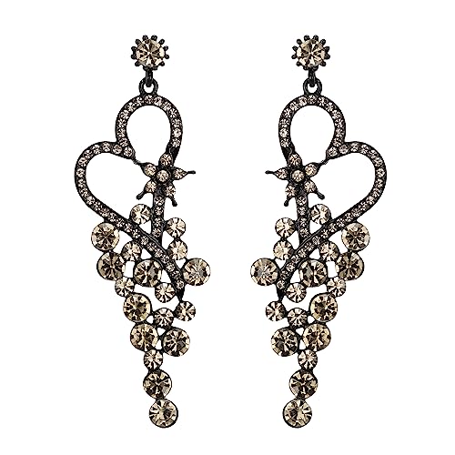EVER FAITH Strass Ohrringe für Damen Braut Party Hochzeit Art Deco Runde Tropfen Kristall Kronleuchter Statement Herz lange Ohrstecker Grau Schwarz-Ton EVER FAITH Strass Ohrringe für Damen Braut Party Hochzeit Art Deco Runde Tropfen Kristall Kronleuchter Statement Herz lange Ohrstecker Grau Schwarz-Ton von EVER FAITH