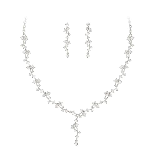 EVER FAITH Strass Schmucksets Kristall Blume Filigran Halskette und Ohrringe Set für Damen Hochzeit Prom Klar Silber-Ton EVER FAITH Strass Schmucksets Kristall Blume Filigran Halskette und Ohrringe Set für Damen Hochzeit Prom Klar Silber-Ton von EVER FAITH