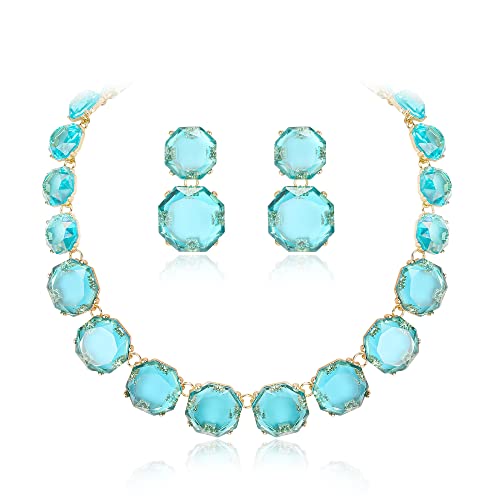 EVER FAITH Strass Statement Halskette Ohrringe Set, Himmel-blau Kristall Bohème Art Deco Modeschmuck Set für Damen Mädchen EVER FAITH Strass Statement Halskette Ohrringe Set, Himmel-blau Kristall Bohème Art Deco Modeschmuck Set für Damen Mädchen von EVER FAITH