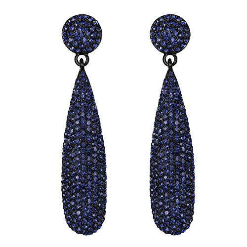 EVER FAITH Strass Statement Ohrringe runde Kristall Kronleuchter baumeln Tropfen durchbohrt für Damen formale Hochzeit Braut Prom Saphirblau Schwarz-Ton EVER FAITH Strass Statement Ohrringe runde Kristall Kronleuchter baumeln Tropfen durchbohrt für Damen formale Hochzeit Braut Prom Saphirblau Schwarz-Ton von EVER FAITH