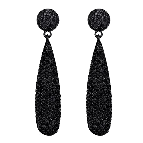 EVER FAITH Strass Statement Ohrringe runde Kristall Kronleuchter baumeln Tropfen durchbohrt für Damen formale Hochzeit Braut Prom Schwarz Schwarz-Ton von EVER FAITH