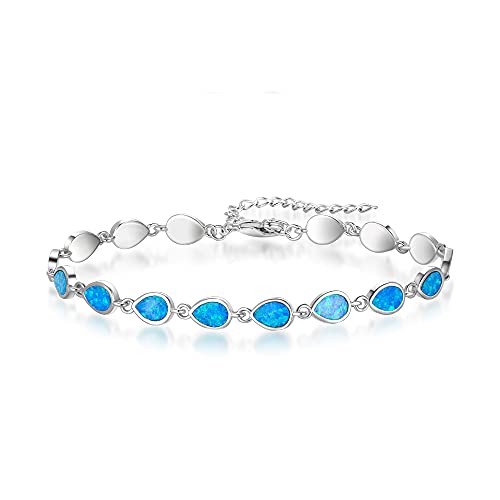 EVER FAITH Teardrop Armband Synthetischer Opal Oktober Birthstone Armbänder Verstellbar Armkette für Damen von EVER FAITH