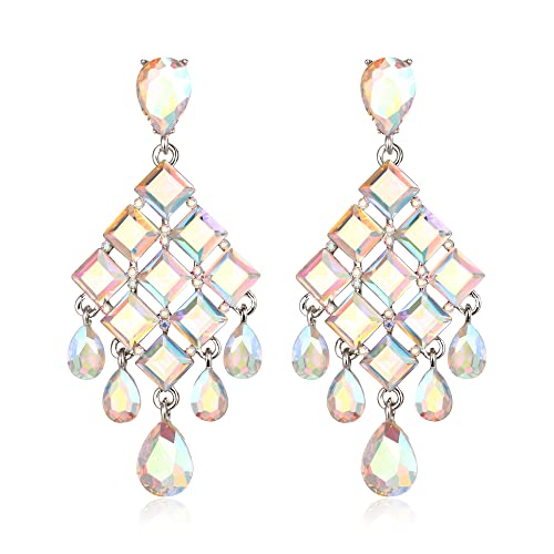 EVER FAITH Tropfen Ohrringe Hochzeit Braut Kristall funkelnde Strass Rhombus Teardrop Kronleuchter Statement für Damen schillernd klar AB EVER FAITH Tropfen Ohrringe Hochzeit Braut Kristall funkelnde Strass Rhombus Teardrop Kronleuchter Statement für Damen schillernd klar AB von EVER FAITH