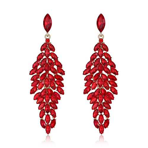EVER FAITH Tropfen Ohrringe Kristall Mode Statement baumeln Marquise Kronleuchter für Damen Rot Gold-Tone EVER FAITH Tropfen Ohrringe Kristall Mode Statement baumeln Marquise Kronleuchter für Damen Rot Gold-Tone von EVER FAITH