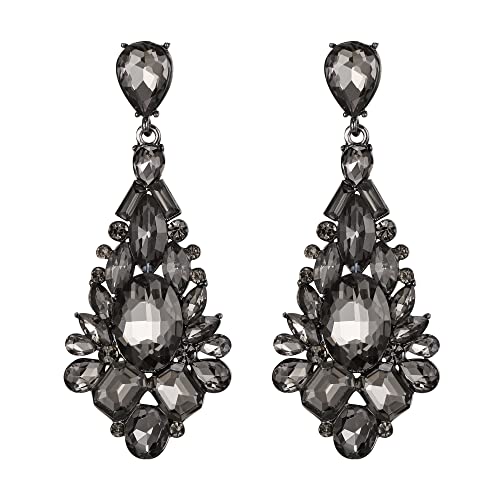 EVER FAITH Vintage Statement Strass Kronleuchter Ohrringe Brautkristall Art Deco Tropfen für Party Grau EVER FAITH Vintage Statement Strass Kronleuchter Ohrringe Brautkristall Art Deco Tropfen für Party Grau von EVER FAITH