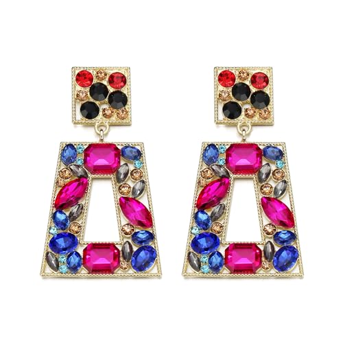 EVER FAITH Vintage Strass-Ohrringe Kristall geometrische Ohrstecker Modeschmuck für Damen Hochzeit Abschlussball und Partys Mehrfarbig von EVER FAITH