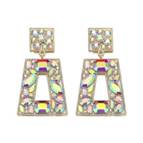EVER FAITH Vintage Strass-Ohrringe Kristall geometrische Ohrstecker Modeschmuck für Damen Hochzeit Abschlussball und Partys Schillernden klar AB Gold-Ton von EVER FAITH