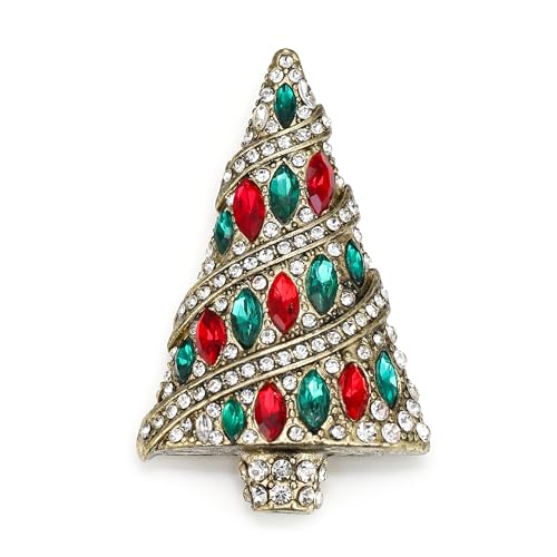 EVER FAITH Weihnachten Brosche Vintage Statement Kristall Weihnachtsbaum Anstecknadeln Pin für Kleidung Geschenke Mehrfarbig Gold-TonberTon von EVER FAITH