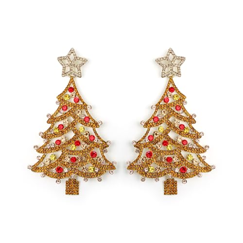 EVER FAITH Weihnachtsbaum-Ohrringe Art Deco Strass Kristall Ohrstecker für Weihnachten Party Geschenk Mehrfarbig Silber-Ton von EVER FAITH