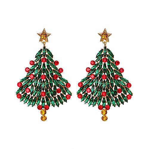 EVER FAITH Weihnachtsbaum Ohrringe Grün Strass Kristall Lange Hängend Ohrstecker für Weihnachten von EVER FAITH
