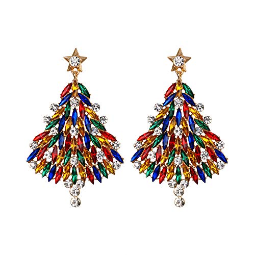 EVER FAITH Weihnachtsbaum Ohrringe Mehrfarbig Strass Kristall Lange Hängend Ohrstecker für Weihnachten von EVER FAITH