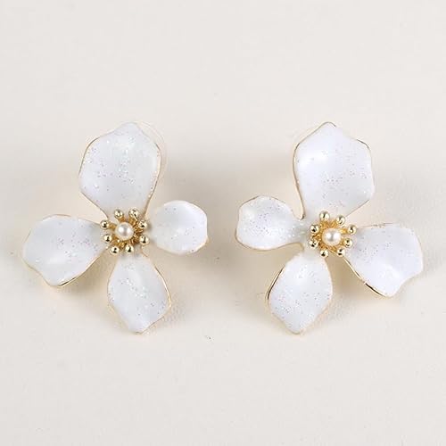 EVER FAITH Weiß Blume Ohrringe für Damen, Sommer Boho Blütenblatt Blumen Ohrstecker für Strandurlaub, Hochzeit Party von EVER FAITH