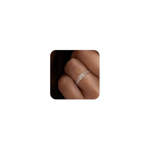 EVER FAITH Zierliche Doppel Liebe Herz Infinity Ring 925 Sterling Silber Mutter Tochter Beste Freundin Irische Keltische Knoten Hochzeit Versprechen Band Ring für Damen Größe 18（56.5） von EVER FAITH