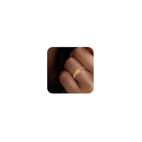 EVER FAITH Zierliche Doppel Liebe Herz Infinity Ring 925 Sterling Silber 14K vergoldet Mutter Tochter Beste Freundin Irische Keltische Knoten Hochzeit Versprechen Band Ring für Damen Größe 19（59） von EVER FAITH