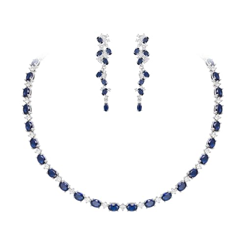 EVER FAITH Zirkonia Schmuck Set elegant Blau oval geformt April Geburtsstein Hochzeit Party Halskette baumeln Ohrringe Geschenk für Damen Mutter EVER FAITH Zirkonia Schmuck Set elegant Blau oval geformt April Geburtsstein Hochzeit Party Halskette baumeln Ohrringe Geschenk für Damen Mutter von EVER FAITH