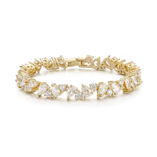 EVER FAITH birnenförmige Cubic Zirkonia Hochzeit Tennis Armband für Braut Brautjungfer elegante runde Stein Braut Leichtgewicht Prom Zubehör Schmuck für Damen Gold-Ton EVER FAITH birnenförmige Cubic Zirkonia Hochzeit Tennis Armband für Braut Brautjungfer elegante runde Stein Braut Leichtgewicht Prom Zubehör Schmuck für Damen Gold-Ton von EVER FAITH