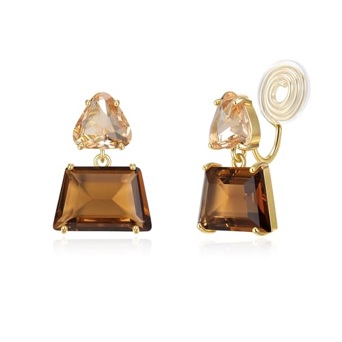 EVER FAITH braune Ohrclips für Damen, funkelnde Strass Kristall hypoallergene einfache zierliche kleine Dreieck Tropfen Ohrringe für formale Sommerurlaub EVER FAITH braune Ohrclips für Damen, funkelnde Strass Kristall hypoallergene einfache zierliche kleine Dreieck Tropfen Ohrringe für formale Sommerurlaub von EVER FAITH