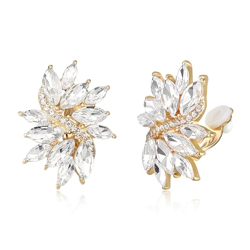 EVER FAITH klar Strass Ohrclips Glitter Marquise Kristall Vintage Statement Clip on Ohrringefür Damen Braut Hochzeit Party Prom Schmuck Gold-Ton EVER FAITH klar Strass Ohrclips Glitter Marquise Kristall Vintage Statement Clip on Ohrringefür Damen Braut Hochzeit Party Prom Schmuck Gold-Ton von EVER FAITH