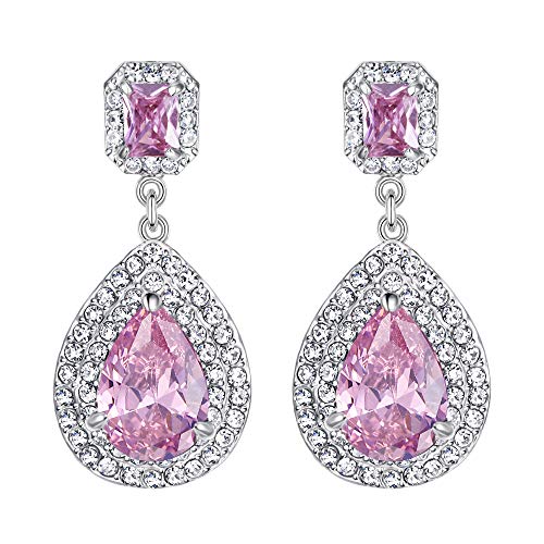 EVER FAITH österreichischen Kristall CZ Bridal elegante Teardrop Ohrringe Gold-Ton (Rosa Silber-Ton) von EVER FAITH