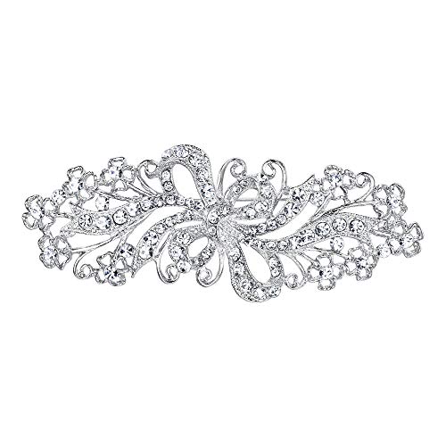 EVER FAITH österreichischen Kristall Hochzeit Bridal Filigrane Blume Bowknot Brosche Klar Silber-Ton von EVER FAITH