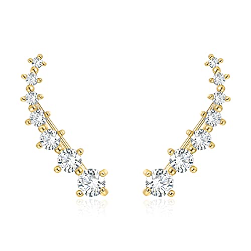 EVER FAITH ohrklemme Ohrclimber 925 Sterling Silber Hypoallergen Gold Cubic Zirconia Ohr Sweep Ohrringe Silber-Ton von EVER FAITH