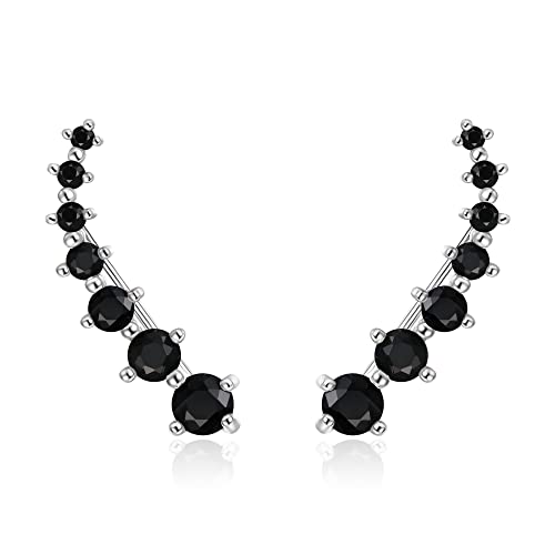 EVER FAITH ohrklemme Ohrclimber 925 Sterling Silber Hypoallergen Schwarz Cubic Zirconia Ohr Sweep Ohrringe Silber-Ton von EVER FAITH