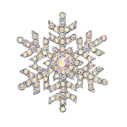Ever FATIH Schneeflocke Brosche für Damen Mädchen Strass Kristall Winter Party Weihnachten Anstecknadel Schillernd Klar AB von EVER FAITH