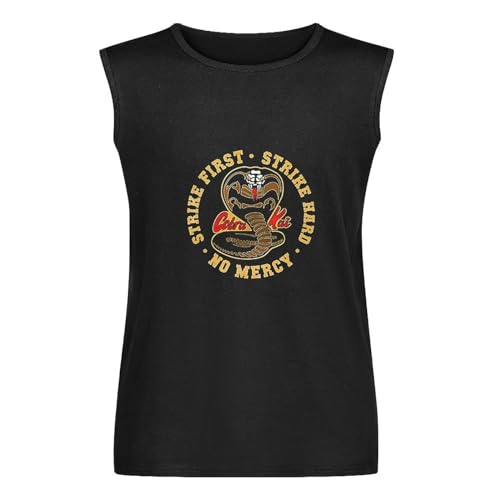 Two Cobra Karate First Strike Hard Kai Strike Fast No Mercy Men's Black Sleeveless T-Shirt Vest S von EVERBAB