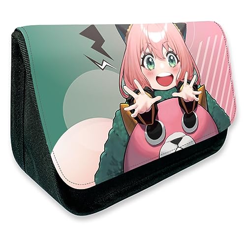 EVERLUCK Spy Family Anya Forger Federmäppchen Anime Praktische Schreibwaren Tasche Manga Bond Forger Spion Reißverschluss Leinwand Bleistift Tasche, 16 Spion Anya, Einheitsgröße, Federmäppchen von EVERLUCK