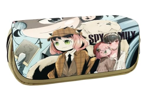 EVERLUCK Spy Family Leinwand Bleistift Tasche Manga Loid Anya Forger Student Schreibwaren Tasche Anime Anya Forger Große Kapazität Reißverschluss Stift Tasche, Schriftart-Familie 06 Spy, von EVERLUCK