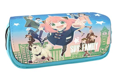 EVERLUCK Spy Family Leinwand Bleistift Tasche Manga Loid Anya Forger Student Schreibwaren Tasche Anime Anya Forger Große Kapazität Reißverschluss Stift Tasche, Schriftart-Familie 10 Spy, von EVERLUCK