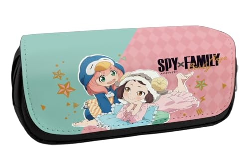 EVERLUCK Spy Family Leinwand Bleistift Tasche Manga Loid Anya Forger Student Schreibwaren Tasche Anime Anya Forger Große Kapazität Reißverschluss Stift Tasche, Schriftart-Familie 14 Spy, von EVERLUCK