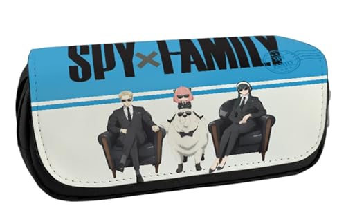 EVERLUCK Spy Family Leinwand Bleistift Tasche Manga Loid Anya Forger Student Schreibwaren Tasche Anime Anya Forger Große Kapazität Reißverschluss Stift Tasche, Schriftart-Familie 17 Spy, von EVERLUCK