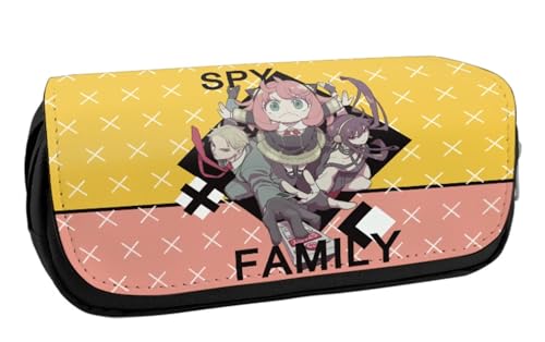 EVERLUCK Spy Family Leinwand Bleistift Tasche Manga Loid Anya Forger Student Schreibwaren Tasche Anime Anya Forger Große Kapazität Reißverschluss Stift Tasche, Schriftart-Familie 18 Spy, von EVERLUCK