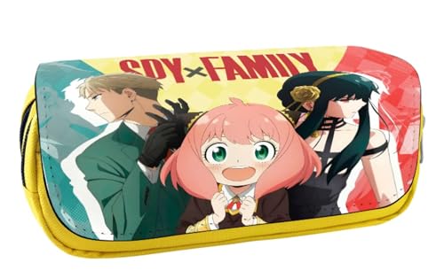 EVERLUCK Spy Family Leinwand Bleistift Tasche Manga Loid Anya Forger Student Schreibwaren Tasche Anime Anya Forger Große Kapazität Reißverschluss Stift Tasche, Schriftart-Familie 19 Spy, von EVERLUCK