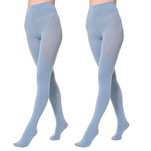 EVERSWE 2 Pairs Women's Microfiber Opaque Tights (XXL-3XL, Spring Lake) von EVERSWE