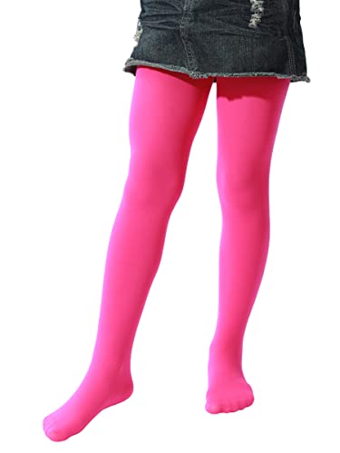 EVERSWE Girls Tights, Semi Opaque Footed Tights(Fuchsia, 5-7) von EVERSWE