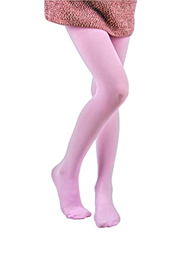 EVERSWE Girls Tights, Semi Opaque Footed Tights, Microfiber Dance Tights (11-13, Pink) von EVERSWE
